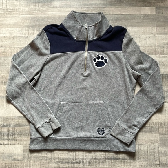 Penn State Victoria Secret Large long sleeve quarter 1/4 zip blue white gray - Picture 1 of 10